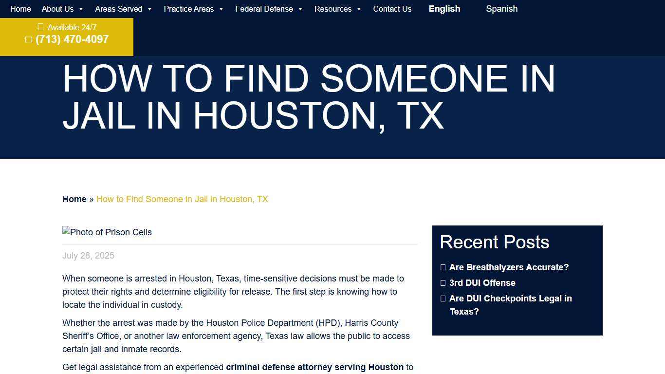 How to find if someone is in jail in Houston, TX? Napier Law Firm
